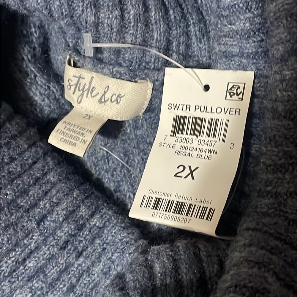 Style & Co Plus Size Cowlneck Tunic Sweater Blue - Picture 2 of 6
